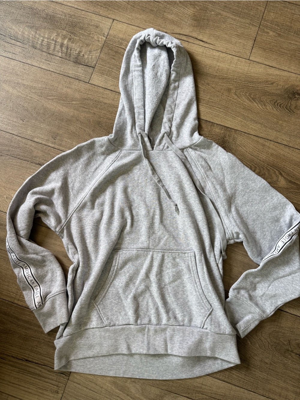 American Eagle Outfitters Light Gray Hooded Pullover Sweatshirt